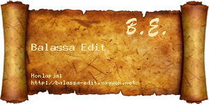 Balassa Edit névjegykártya